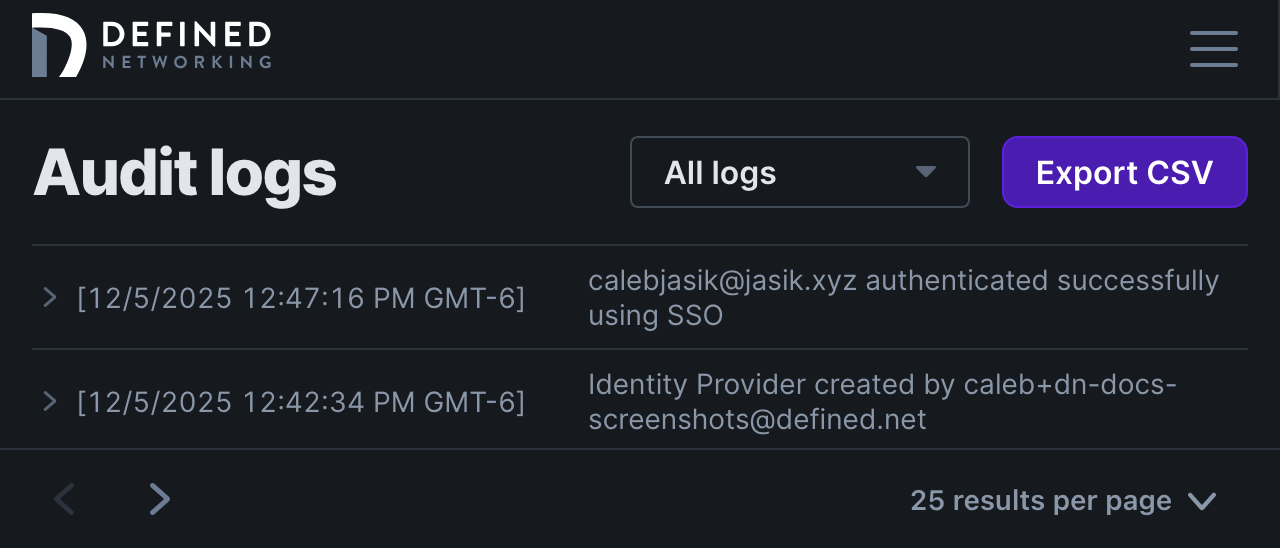 Audit logs that show a successful admin auth using single-sign on
