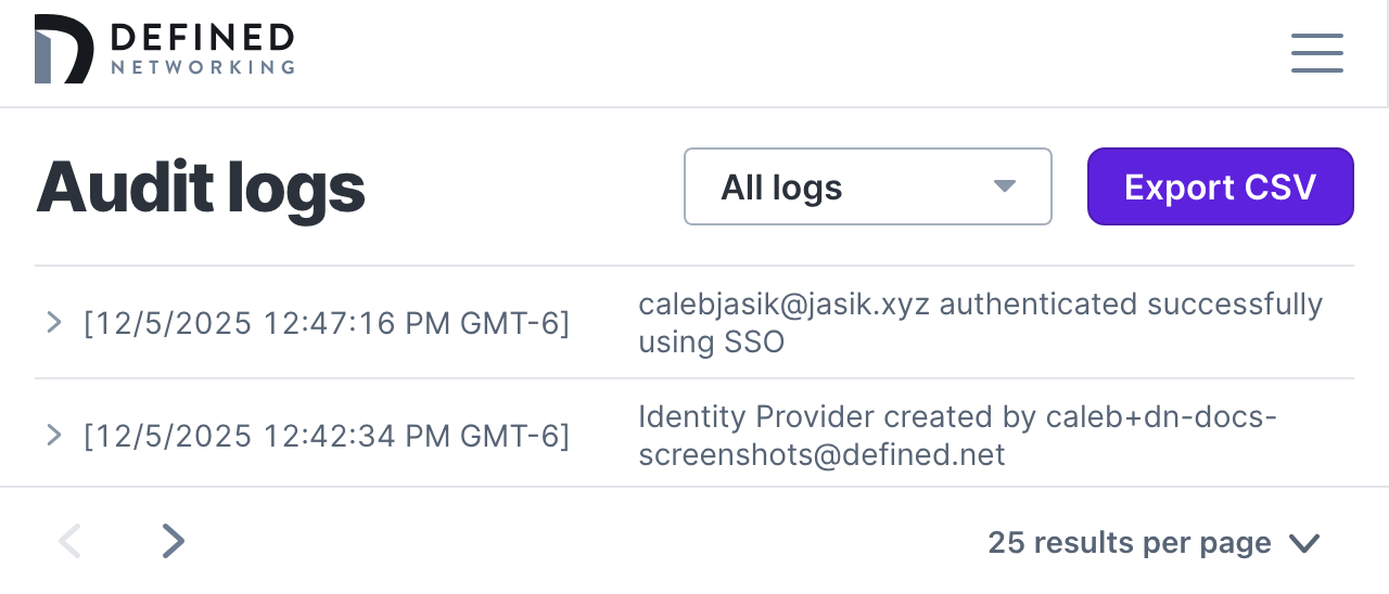 Audit logs that show a successful admin auth using single-sign on