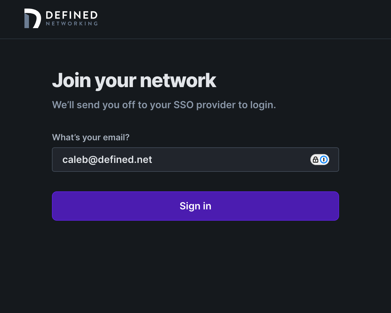 Login form with email filled in